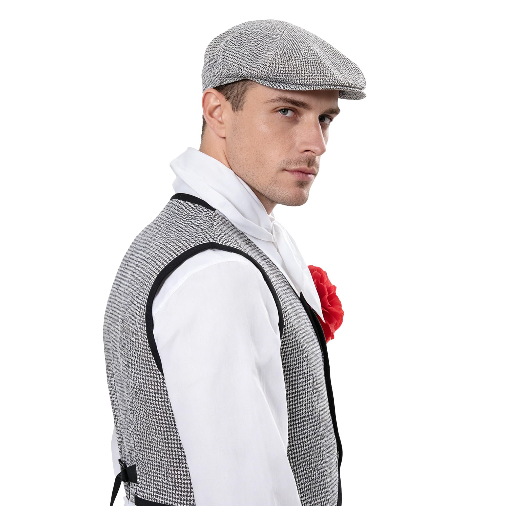Wildarms Gorra Chulapo Cuadros Blanco y Negro – Boina Tradicional Madrileña para Disfraz Chulapo Hombre y Mujer, Accesorio Fiesta San Isidro Carnaval — view 4