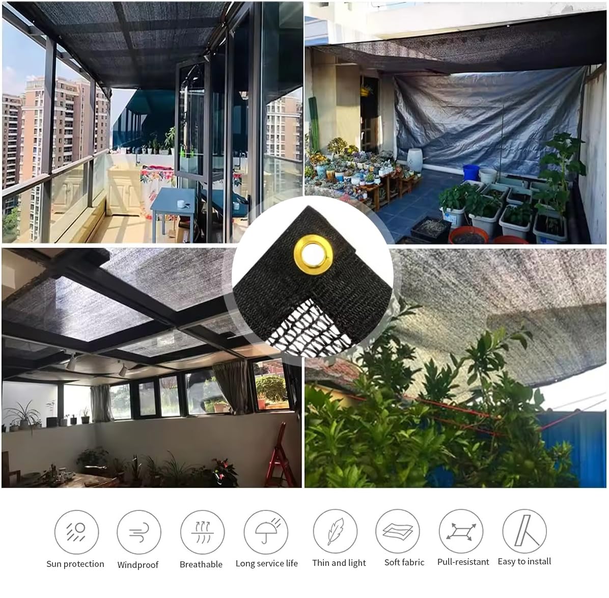 2,4X2,4M Schattennetz Schwarz, 90% Schattierungsgrad UV-stabilisiert, Schattiernetz Schattentuch für Pflanzen Gemüse Gewächshaus, Schattiergewebe Sonnenschutz für Garten Terrasse Pergola