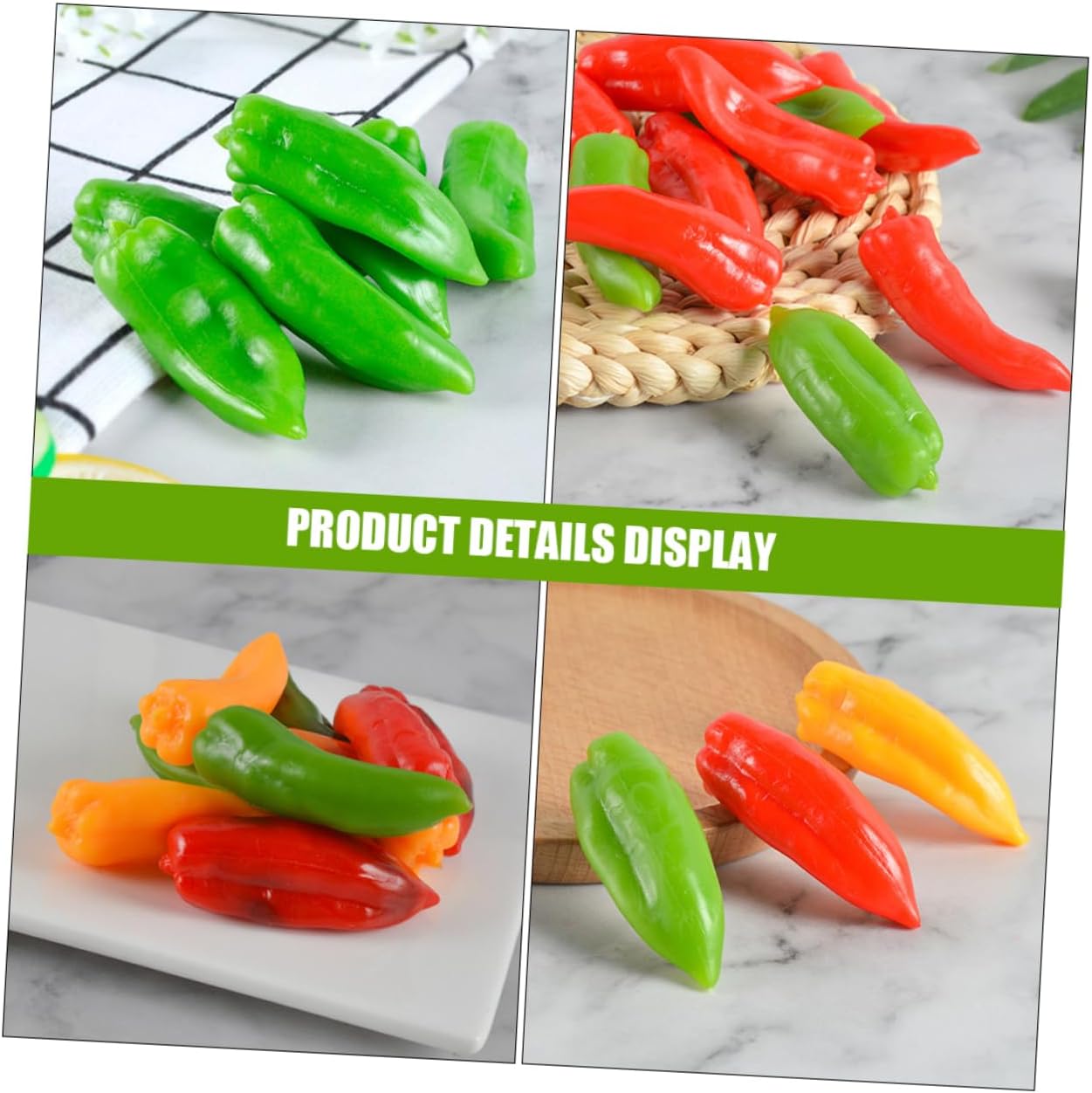 HANABASS 9pcs Mini Artificial Chili Peppers Realistic Faux Vegetables for Home Decor Photography Props and Party Decorations