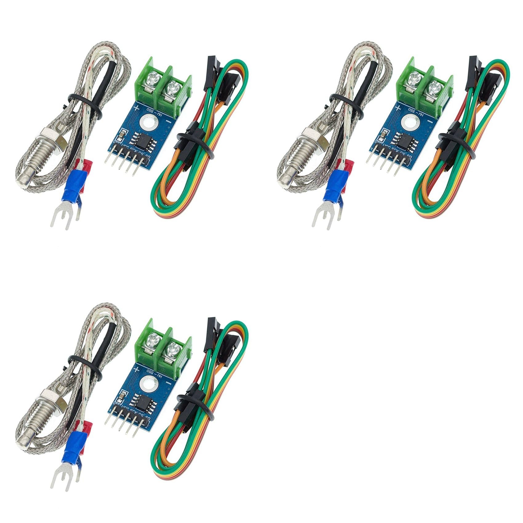 Jnchdghwa As Shown 3X Max6675 Module With K Type Thermocouple Sensor High Accuracy Measurement Tool High Temperature Measurable Module