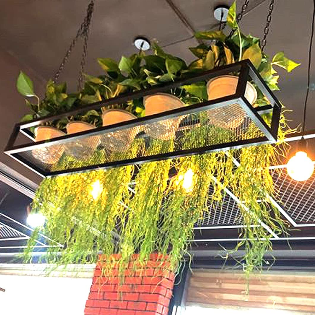 Porta pentole da Cucina sospeso con Supporto Floreale Creativo, Struttura in Metallo Nero e Ferro, mensola a soffitto per riporre pentole in Bar, Cantina, Garage, Ristorante (120x2