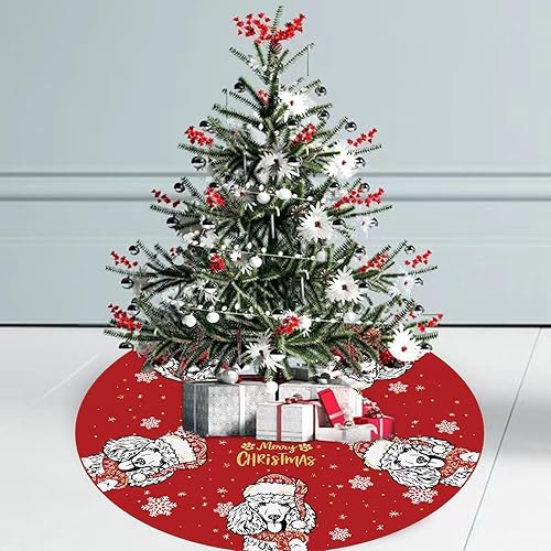 Miniatura 9 de Falda de árbol de Navidad, falda roja para árbol de invierno, 48 pulgadas, para decoración de interiores y exteriores