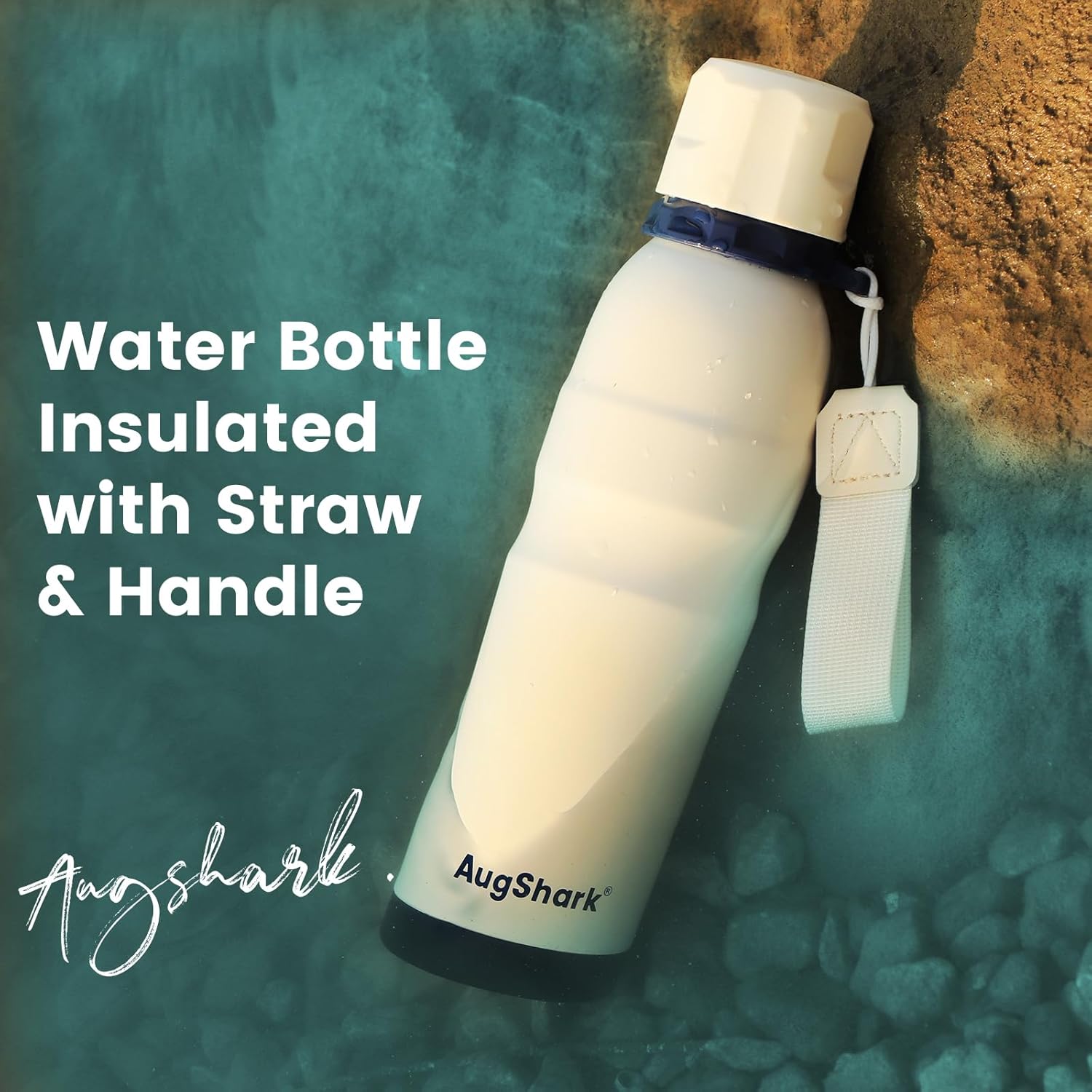 20oz Water Bottle Insulated with Straw & Handle Double Wall Vacuum Stainless Steel Water Flask Keep Cold 24h Hot 12h for Sports, Travel, School (White) - Image 4