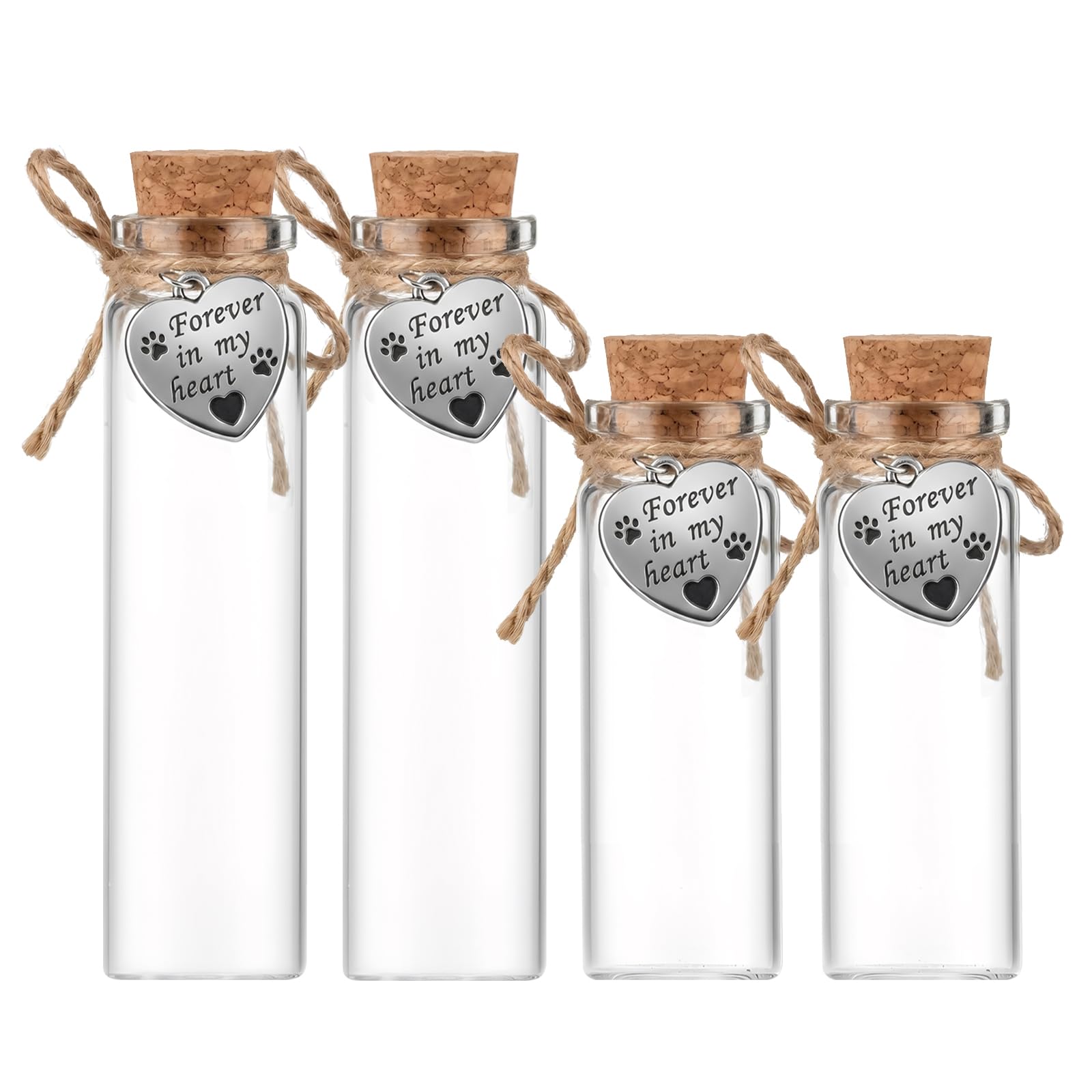 Mnuwoee 4Pcs Pet Fur Keepsake Bottle Glass Cat Dog Hair Ashes Memorial Jars