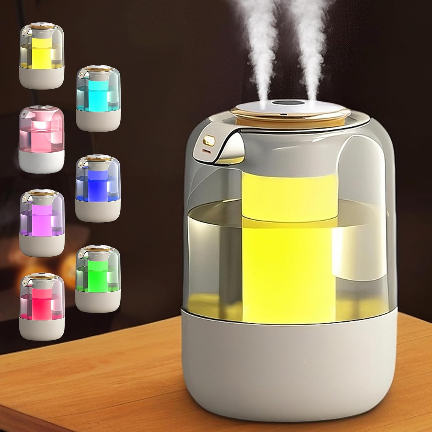 Bedroom Humidifier 2 2L Household Fog Humidifier Adjustable 3-Speed with 31dB 7-Color Light Humidifiers Suitable for Bedrooms Plant