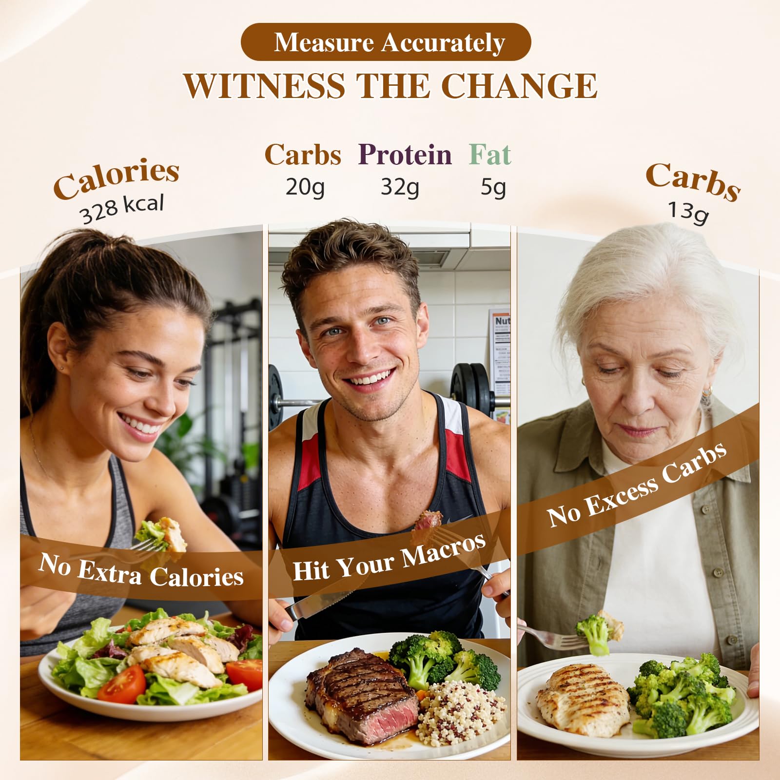 Bilancia digitale da cucina con calcolo nutrizionale, bilancia digitale precisa per nutrizione con display a colori TFT, per analizza il valore nutrizionale degli alimenti e conta le calorie tramite