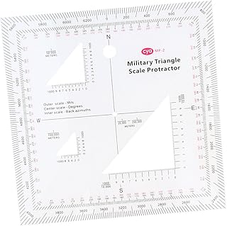 Dailymall 5"x5" Navigation Hiking Coordinate Scale & Protractor Tool For Map Reading