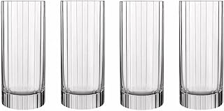 Luigi Bormioli Bach Ribbed Highball Glasses, Made in Italy (Set of 4) - ...