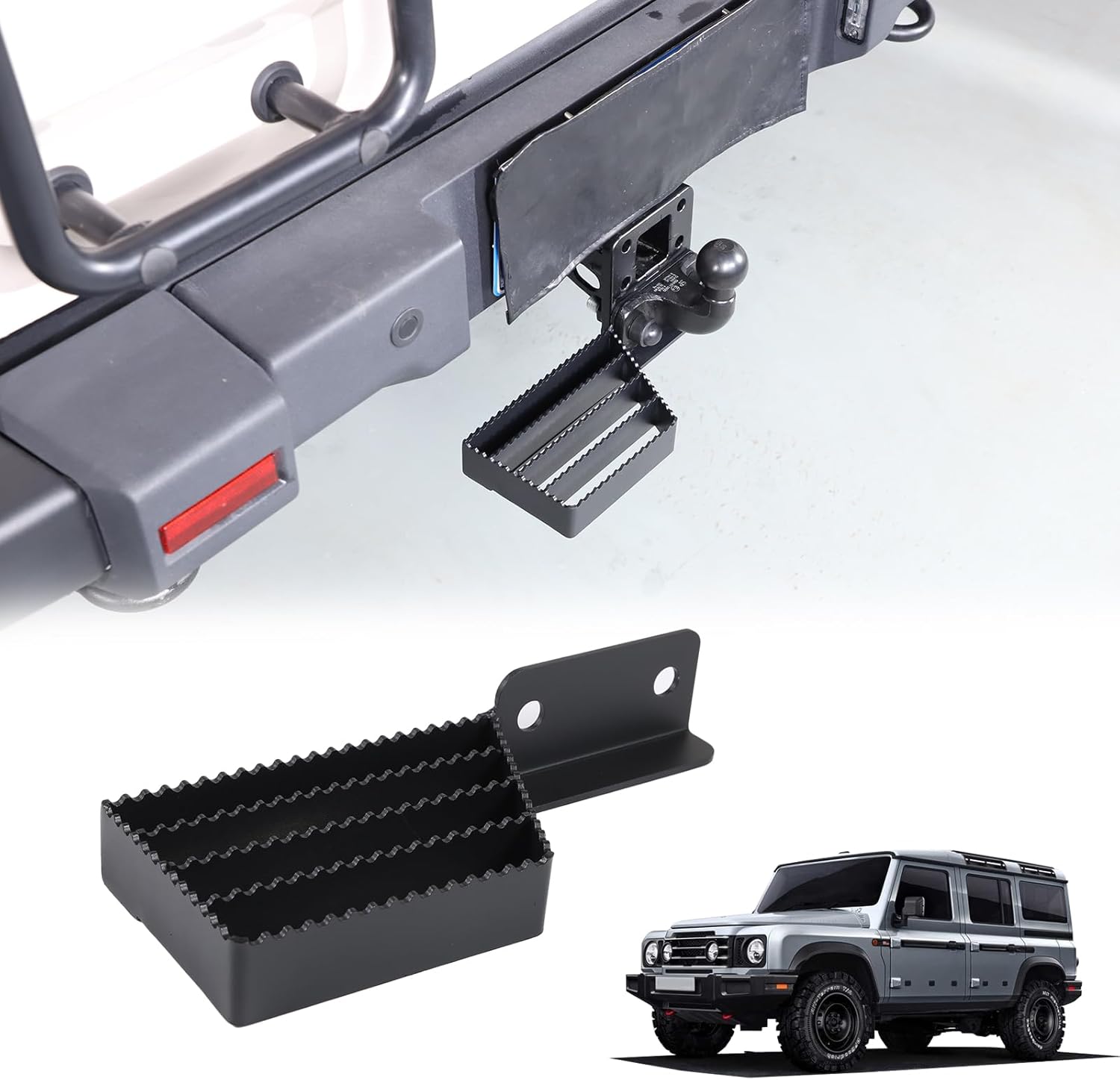 Tow Hitch Step Compatible with INEOS Grenadier 2020-2024, Heavy Duty Anti Slip and Rust Towing Black Hitch Steps Auto Accessories (Black, Left)