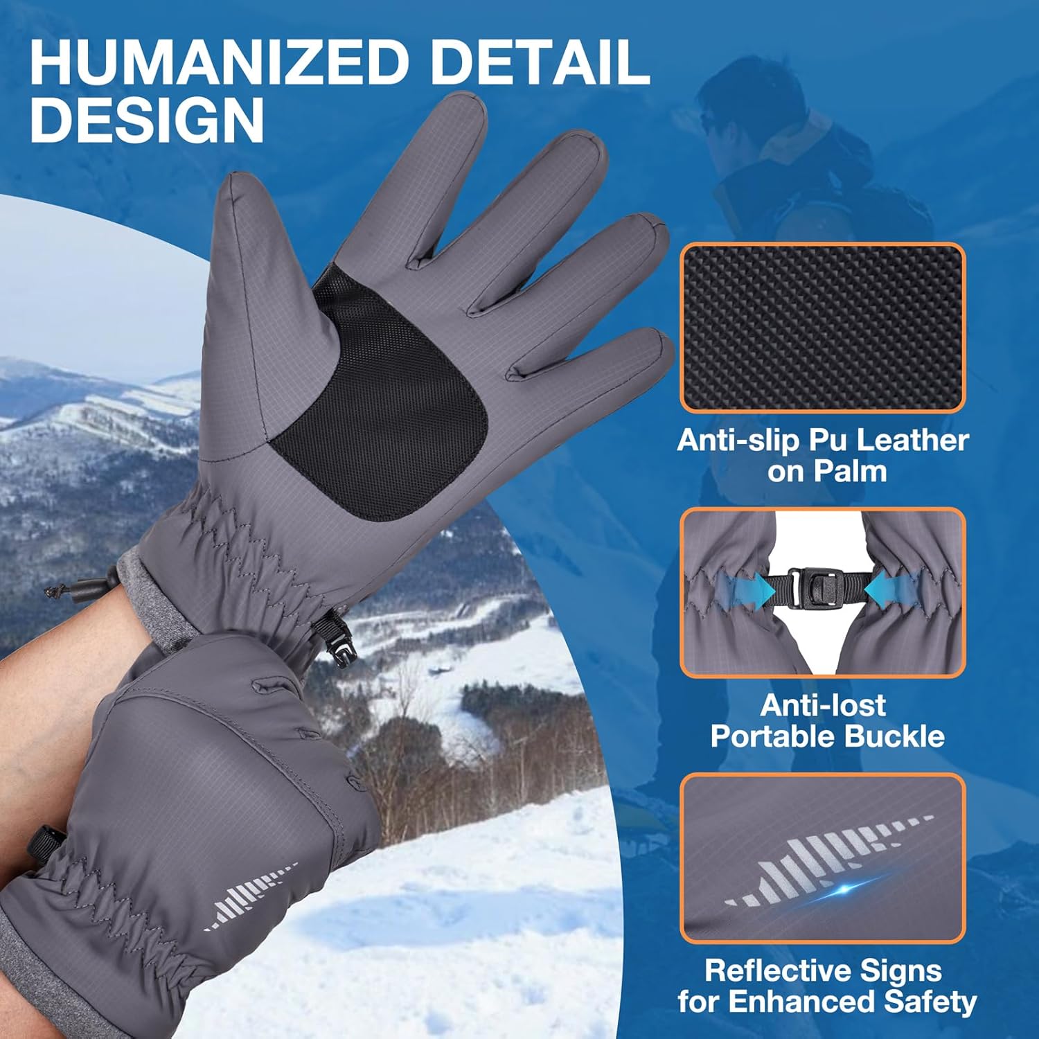 SIMARI Winter Waterproof Warm Gloves Women Men with Touchscreen Fingers, Ski Snow Windproof for Cold Weather Thermal, for Running Hiking Driving Cycling Outdoor Sports Daily Work