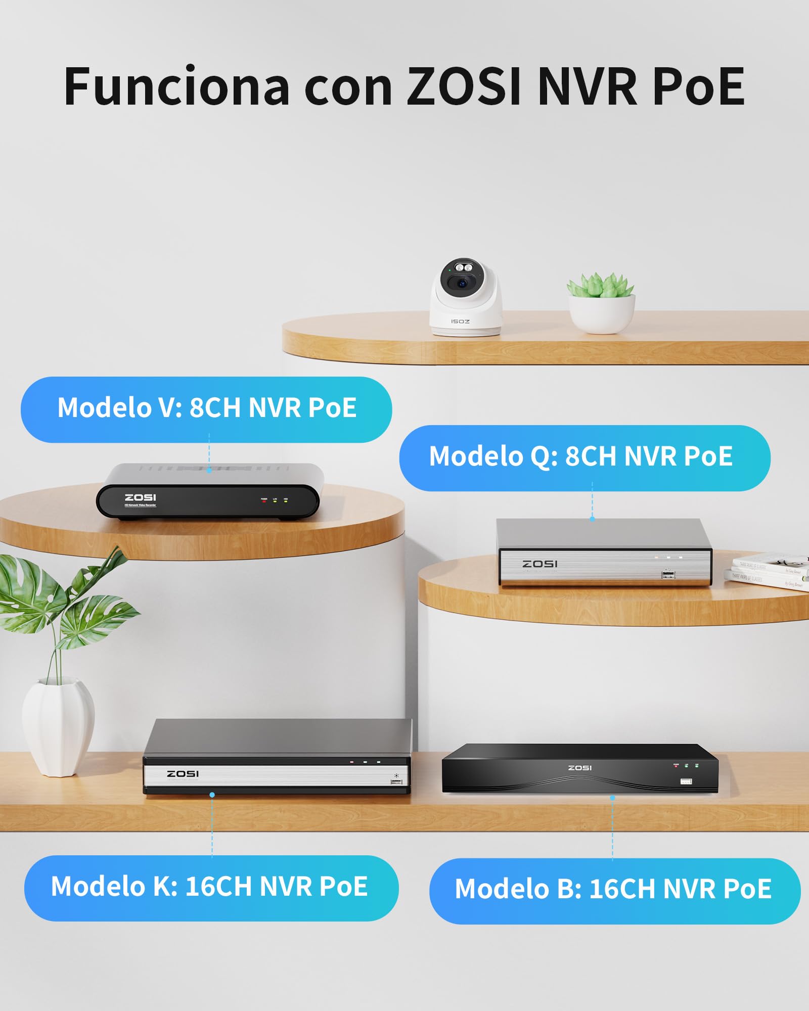 ZOSI C220 4MP Cámara Vigilancia Seguridad PoE Exterior/Interior, Detección de Persona/Vehículo y Alerta Instantánea, Visión Nocturna, Compatible Kit Grabador NVR PoE | Detección de persona/vehículo/cara alerta instantánea visión nocturna 30m cámara para k