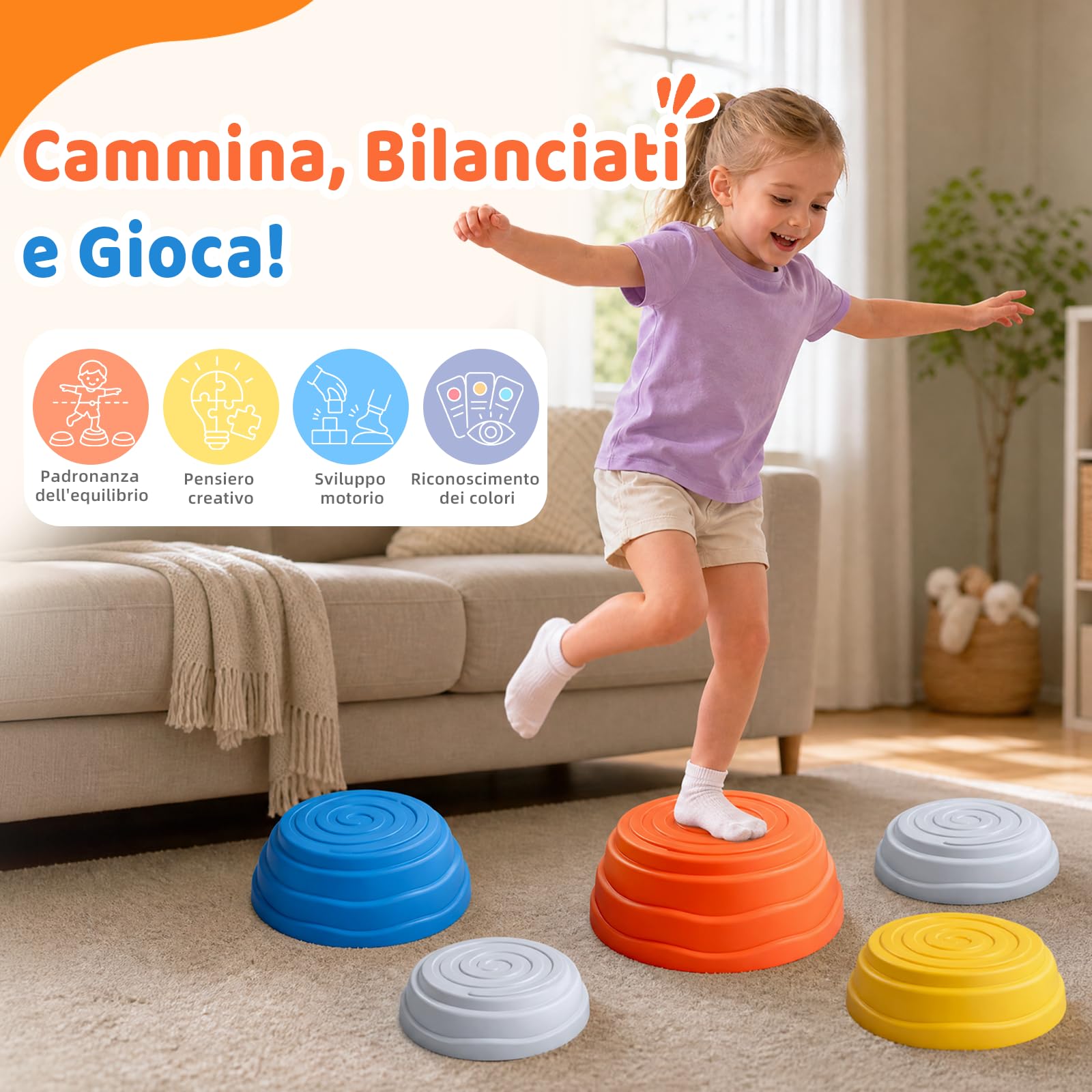 Rtomy Stapelstein, Pietre Equilibrio Bambini, Stepping Stones Giochi da Esterno e Interno, Antiscivolo e Silenzioso, Favorise Equilibrio e Coordinazione, Regalo Bambini 3 4 5 6 Anni