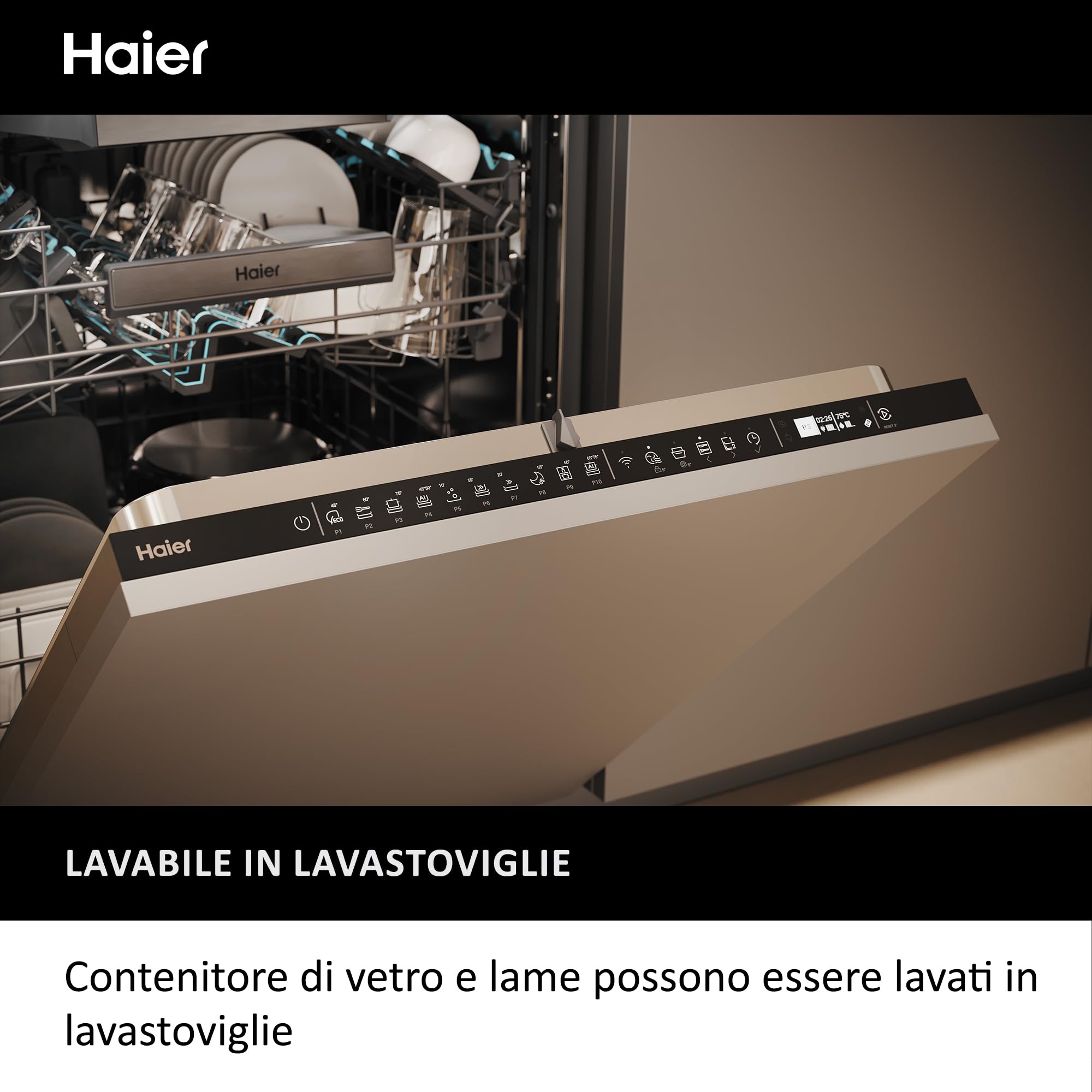 Frullatore a immersione Serie 5 Haier, potenza 1000 W, Frullatore a immersione con velocità variabile, Opzione a impulsi, 3 Lame [Nero]