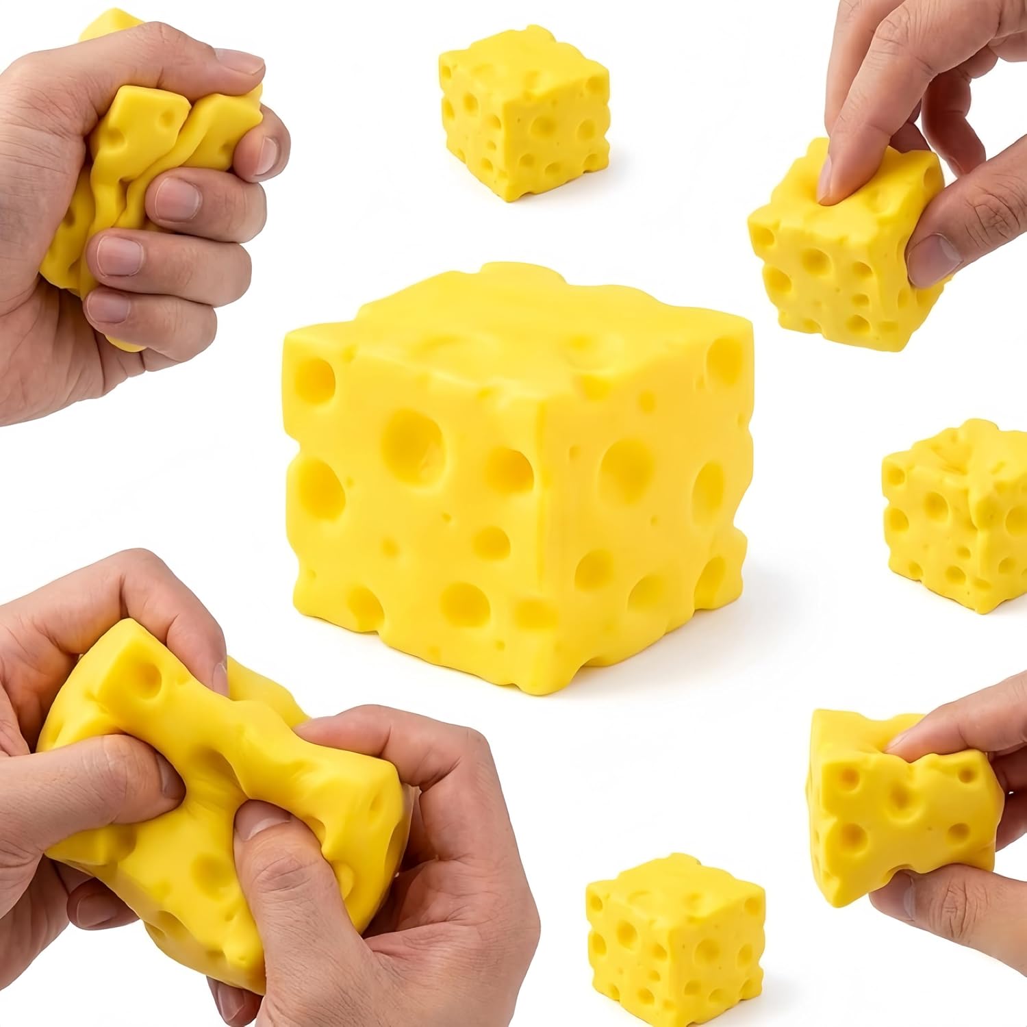 Cheese Squishy,Stress Relief Original Squishy ,Theme Cheese Cubes Squishy,Stress Balls Suitable for All Ages