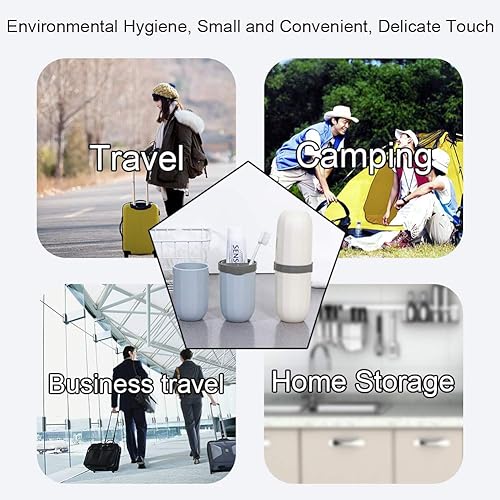 Miniatura 4 de Estuche portátil para cepillos de dientes de viaje, 3 en 1, estuche de viaje para pasta de dientes, contenedor de plástico duro, caja de