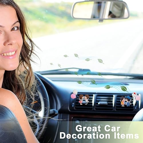 Miniatura 7 de 4 piezas lindo ambientador de aire para automóvil, bonito clip de ventilación para pareja, accesorios de automóvil, clip de perfume para niño y