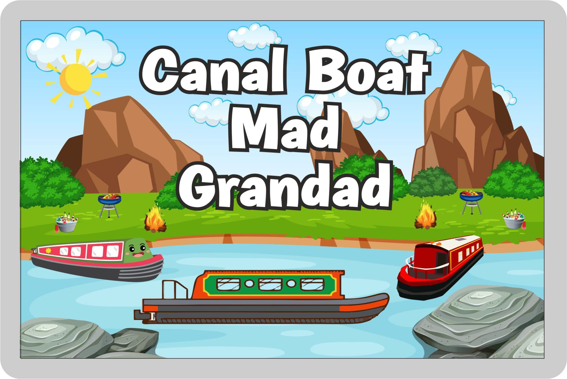 Decalarama Grandad Canal Boat Fridge Magnet – Canal Boat Mad Grandad – Cute Fun Family Holiday Novelty Boating Birthday Gift