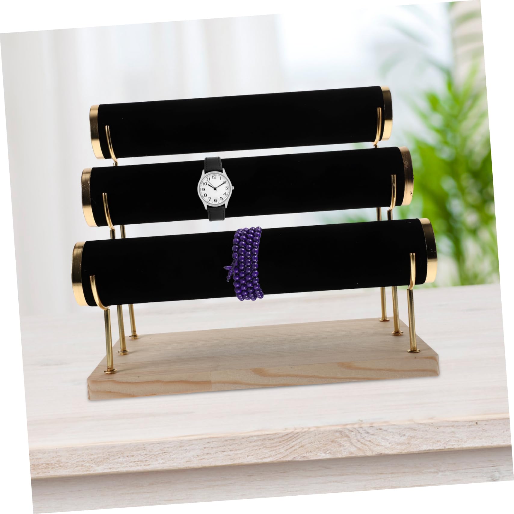 Schwarzer Schmuckständer mit Drei Abnehmbaren Ebenen Armband und Uhrenhalter für Zuhause und Geschäft zur Praktischen Schmuckorganisation