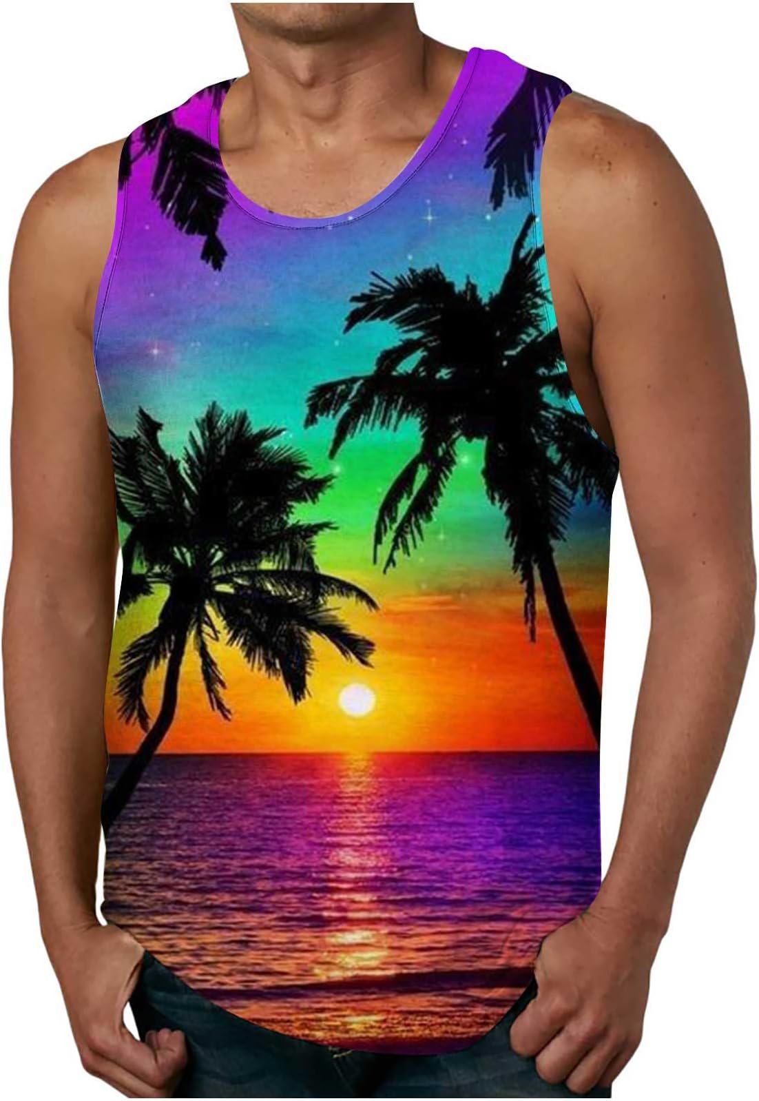 Tank Tops Men Graphic 3D Print Beach Tank Top Summer Casual Sleeveless Sports Gym Workout Bodybuilding Tank Tops