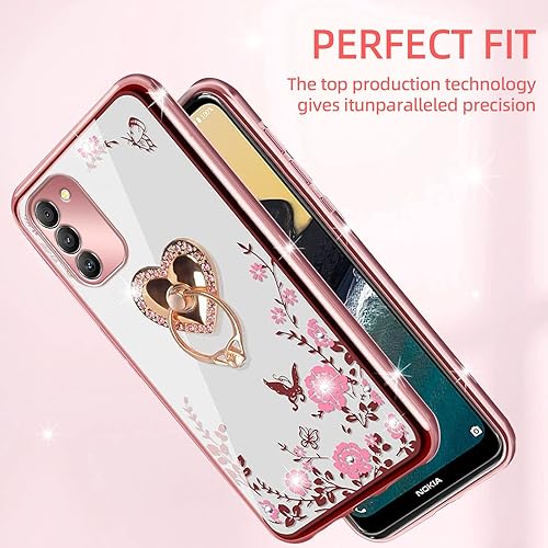 Miniatura 7 de KuDiNi Funda protectora para Nokia G400 0.18 oz, Nokia G400 Phone Cas para mujer, con purpurina, suave, mariposa, corazón, floral, transparente, con