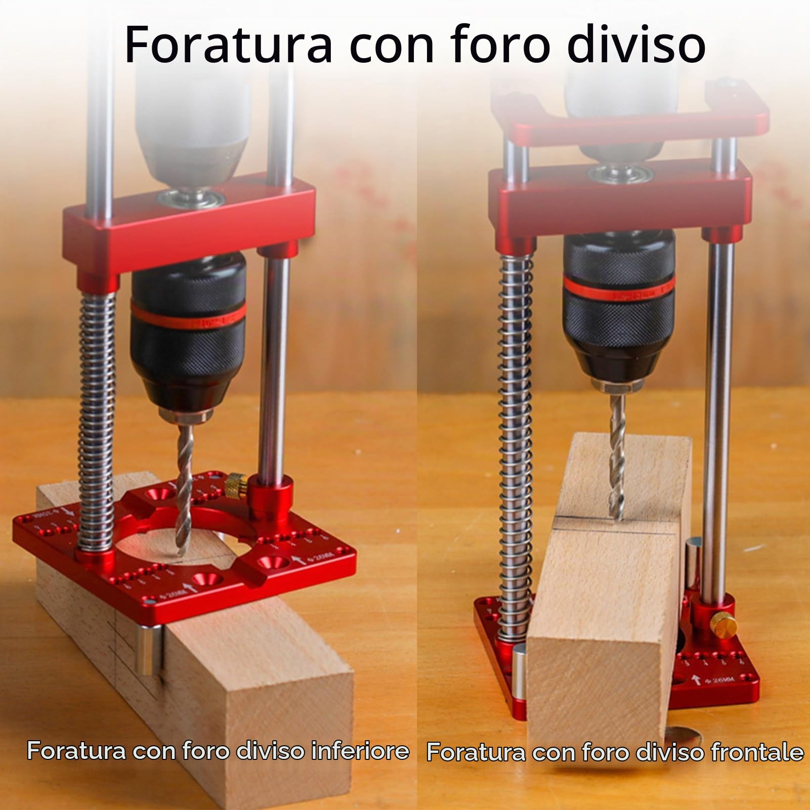 Supporto per Trapano a Colonna, Guida per Trapano, Localizzatore di Cerniera per la Lavorazione del Legno, Dispositivo 35 Mm, con Mandrino con Chiave, Scala Regolabile per