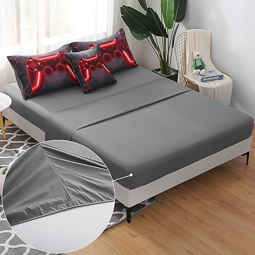 Miniatura 5 de JQinHome Juego de edredón de tamaño individual para niños y niñas, ropa de cama de 6 piezas en una bolsa, ropa de cama de videojuegos 3D, edredón de