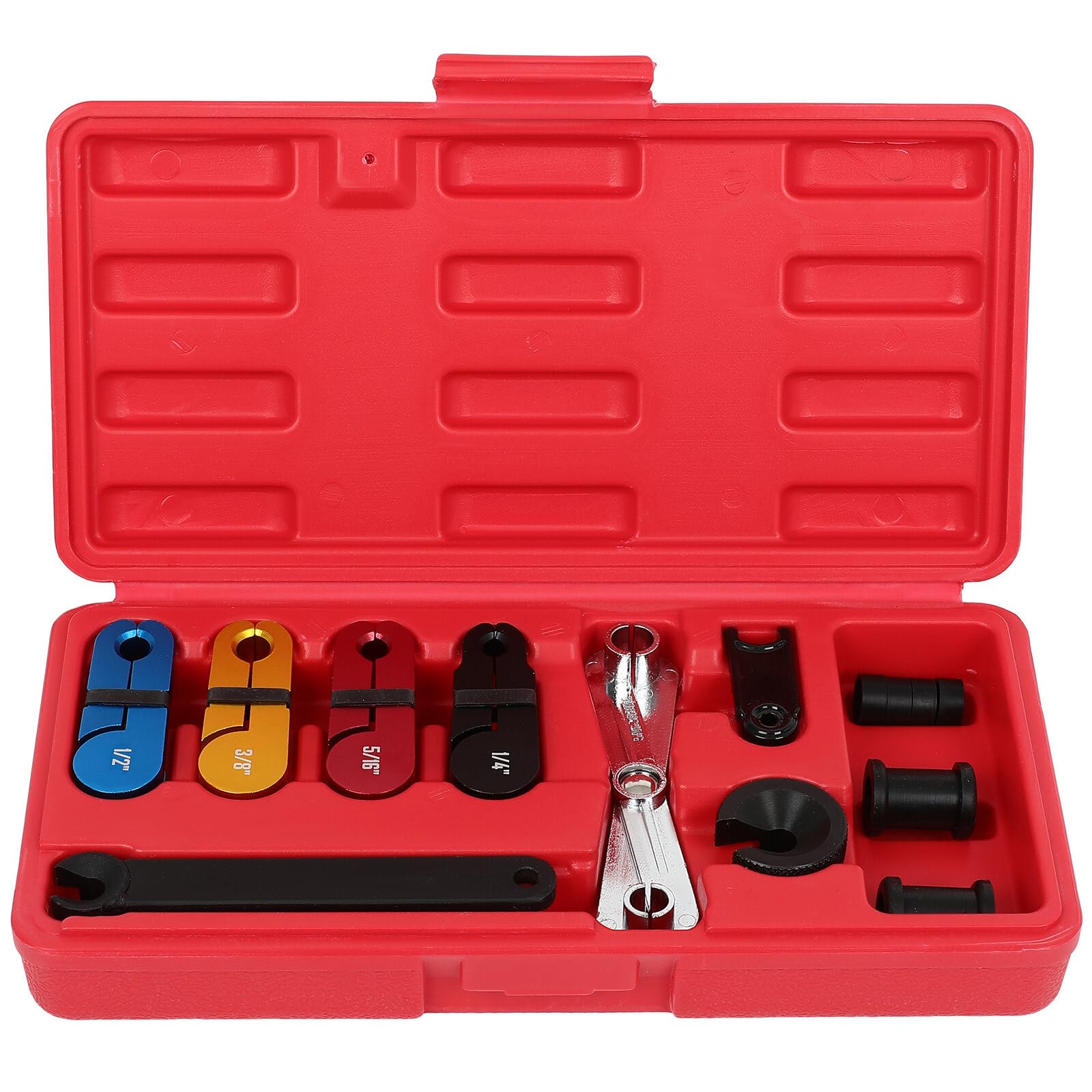 10pc Fuel Line Disconnect Tool Set Master Quick Disconnect Tool Kit for Mechanics Transmission Oil Cooler Line Disconnects Compatible with for Ford Chevy GM More, Red