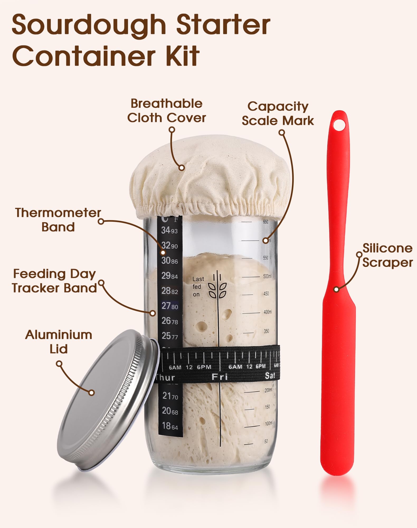 Banneton pour Pain Rond 23 cm, 10 Pièces kit Pain au Levain Sourdough Starter Kit, Kit Boulangerie Professionnel Rotin Naturel pour les Débutants, les Boulangers Expérimentés
