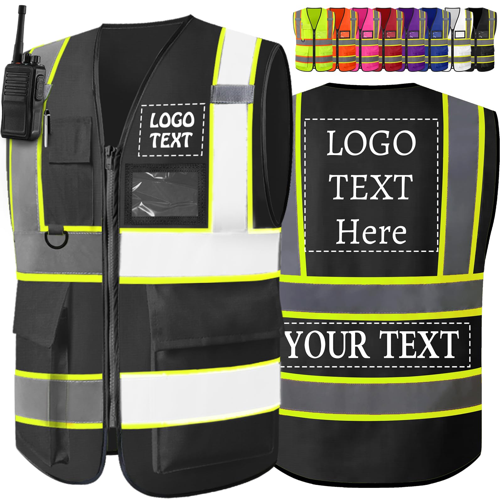 Custom Safety Vest High Visibility with Pocket Zipper Class 2 Two Tone for Men Customize Logo for Construction Workwear