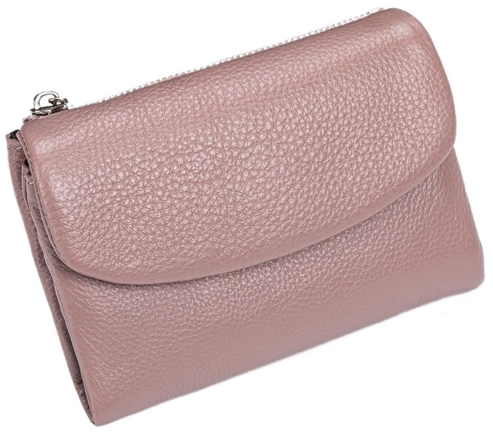 THUCHENYUC Unisex Pebble Leather Wallet, Small Wallets for Women Genuine Leather Coin Purse with Credit Card Holder and Cash Slots(Pink)