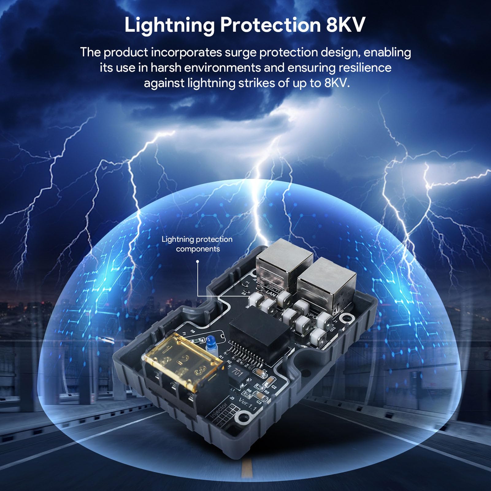 Zestaw Iniektora PoE 150 W, Gigabitowy Iniektor Power Over Ethernet z Zasilaczem Sieciowym i Rozdzielaczem, 48 V 3 A dla Punktu Dostępowego Satelitarnej Kamery IP