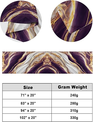 Miniatura 6 de Caminos de cama con textura de mármol blanco y dorado morado para dormitorio, hotel, bufandas decorativas, grietas naturales, piedra de granito,