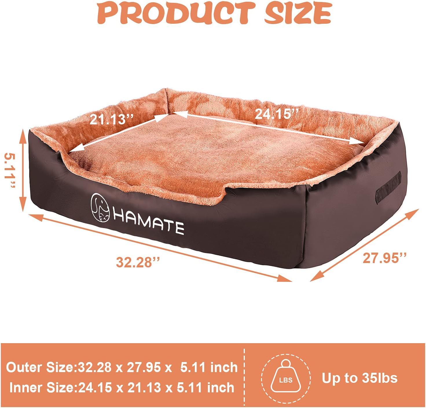 HAMATE Dog Bed, Pet Bed for Medium Dogs Up to 35lbs,Pet Bed Mat with Cooling Warming Removable Washable Cover (XL,Brown)