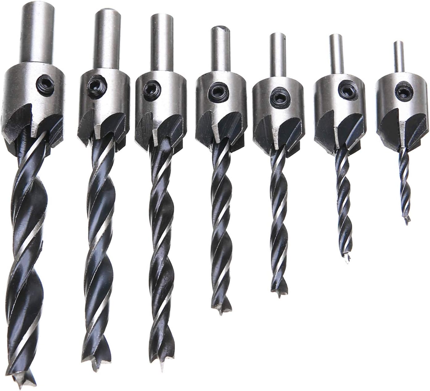 Milling Cutter Bit Rotating Bit 7 Pieces Of HSS 5-slot Counter Drill Bit Set 3mm-10mm High-speed Steel Reamer Woodworking Power Tool Chamfer Wrench
