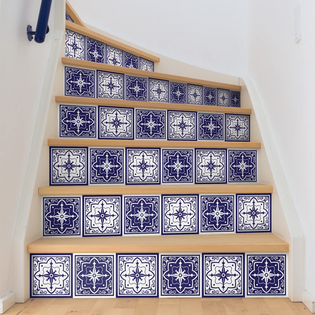 Ambiance Sticker Nazario Staircase Tile Stickers for Stairs Cement Tiles – 2 Strips of 15 x 105 cm