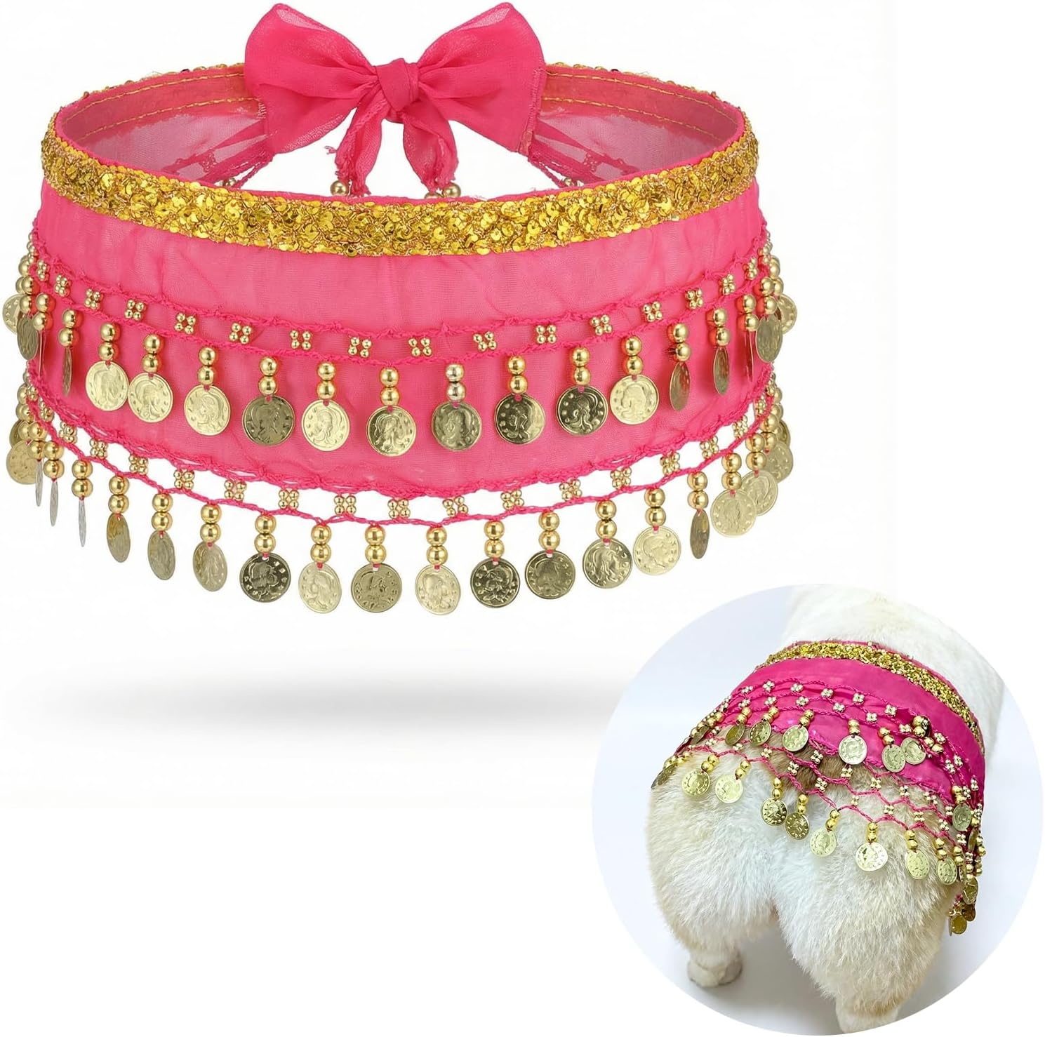 Falda de Danza del Vientre para Perro TIESOME, Pequeño, Rosa Rojo