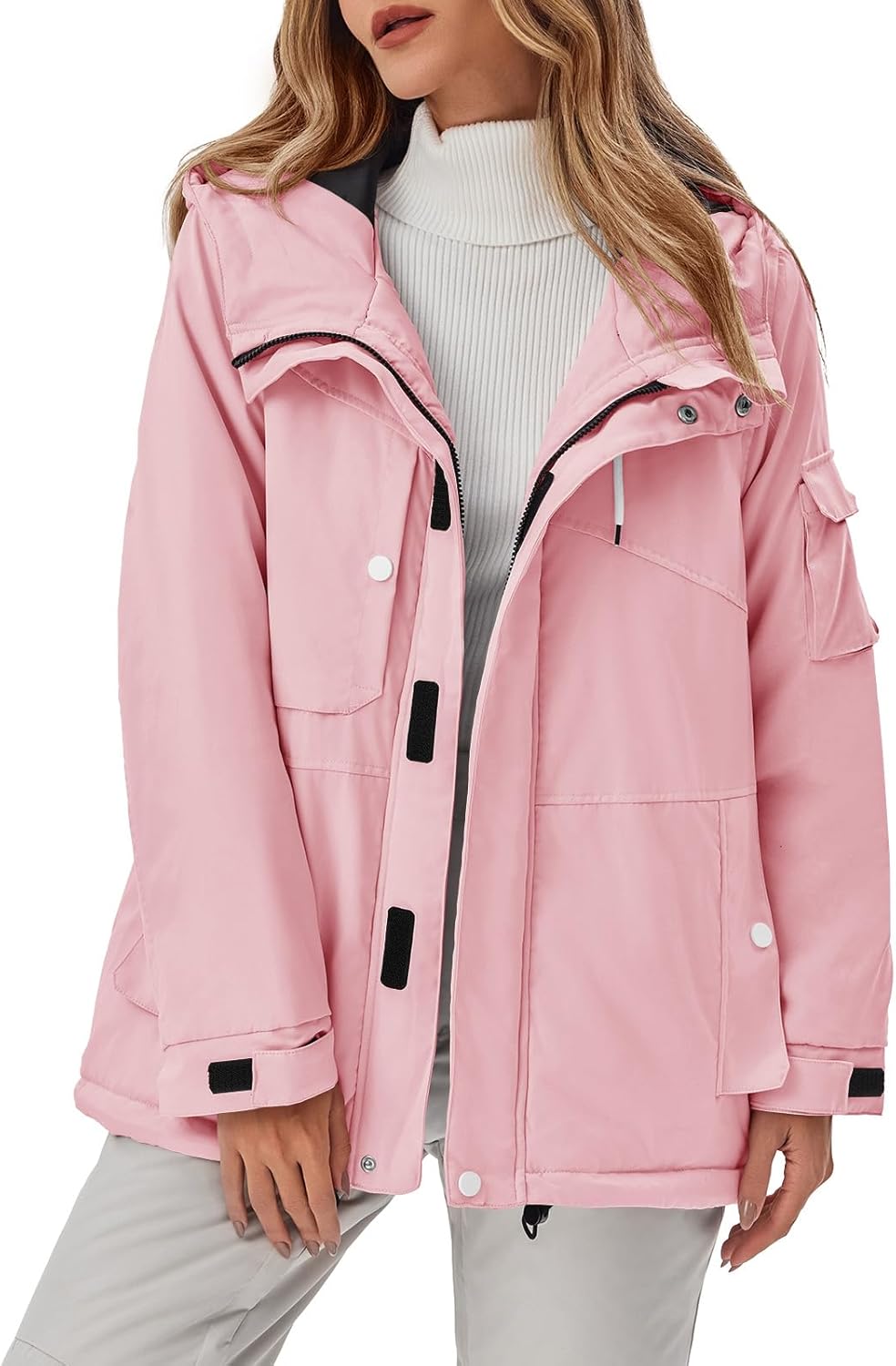 Fisoew Womens Waterproof Ski Jacket Warm Quilted Windbreaker Hooded Snow Coats Winter Outerwear Fisoew Womens Waterproof Ski Jacket Warm Quilted Windbreaker Hooded Snow Coats Winter Outerwear