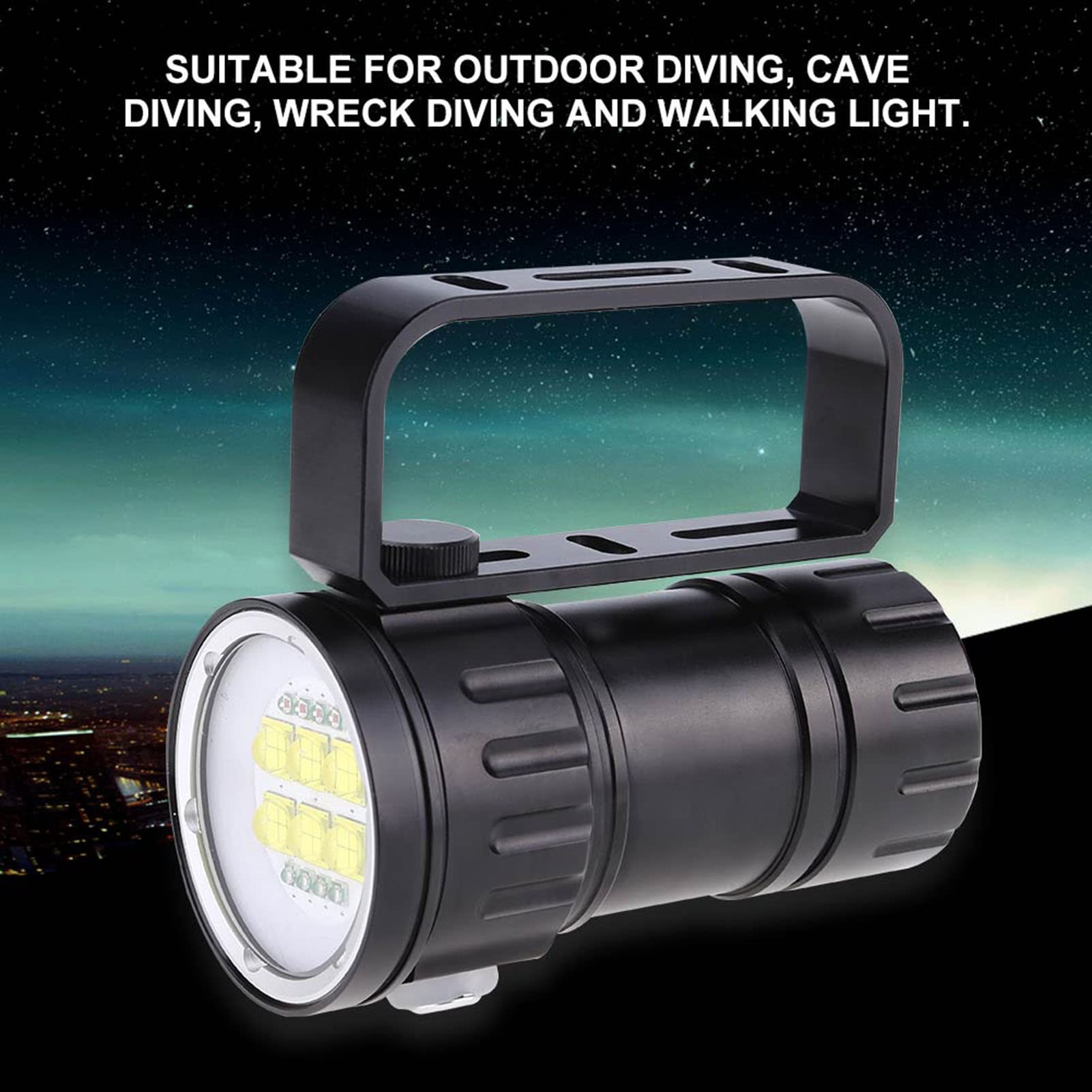 Mumusuki Lampe de Poche de Plongée, 3,7 V 28 800 Lumens Lampe de Poche sous-Marine Lampe de Poche étanche Plongée sous-Marine LED