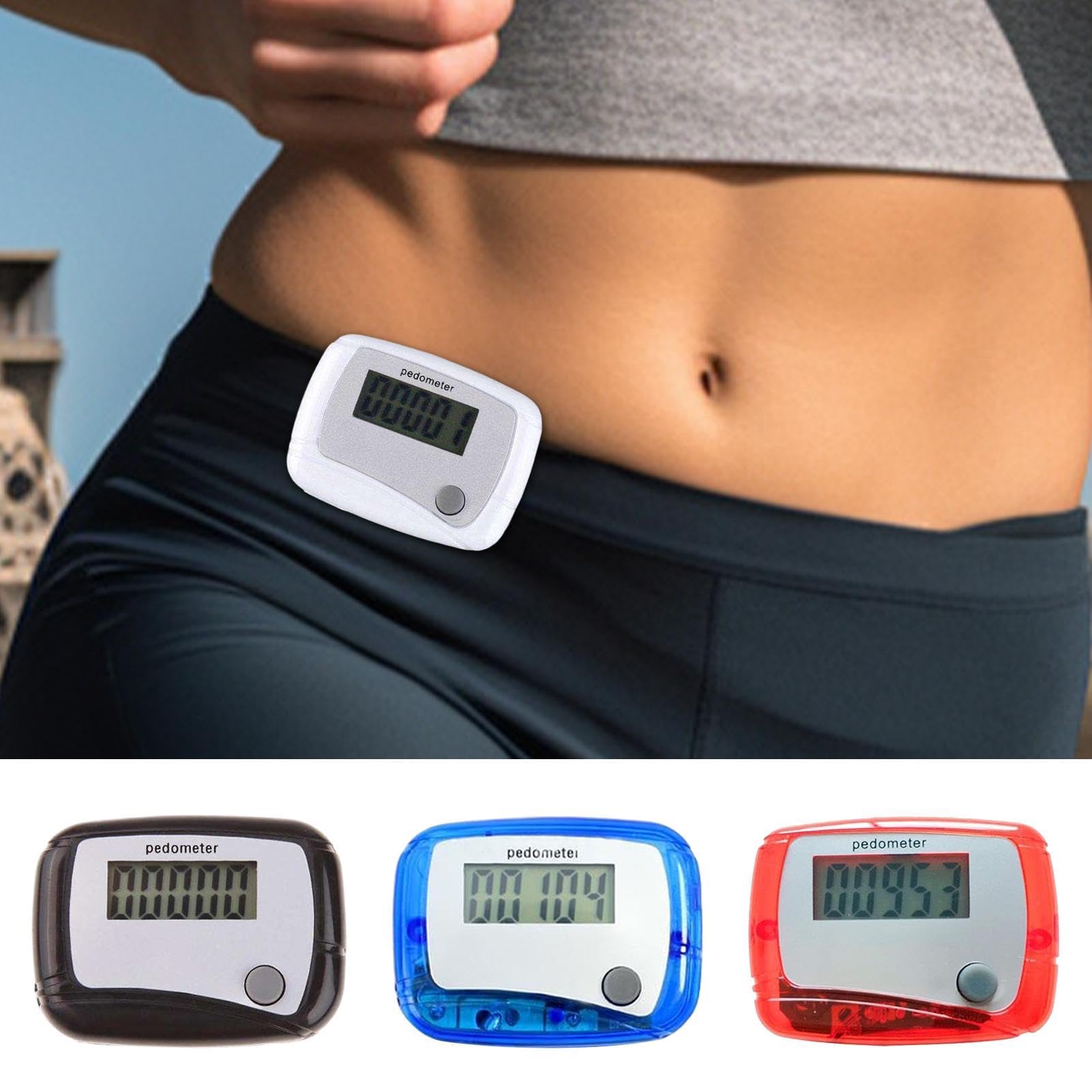 Lot de 4 podomètres numériques 3D pour personnes âgées - Compteur de pas précis - Pour fitness, sport, marche - Appareil portable - Pour randonnée, randonnée, course à pied, entraînement, voyage