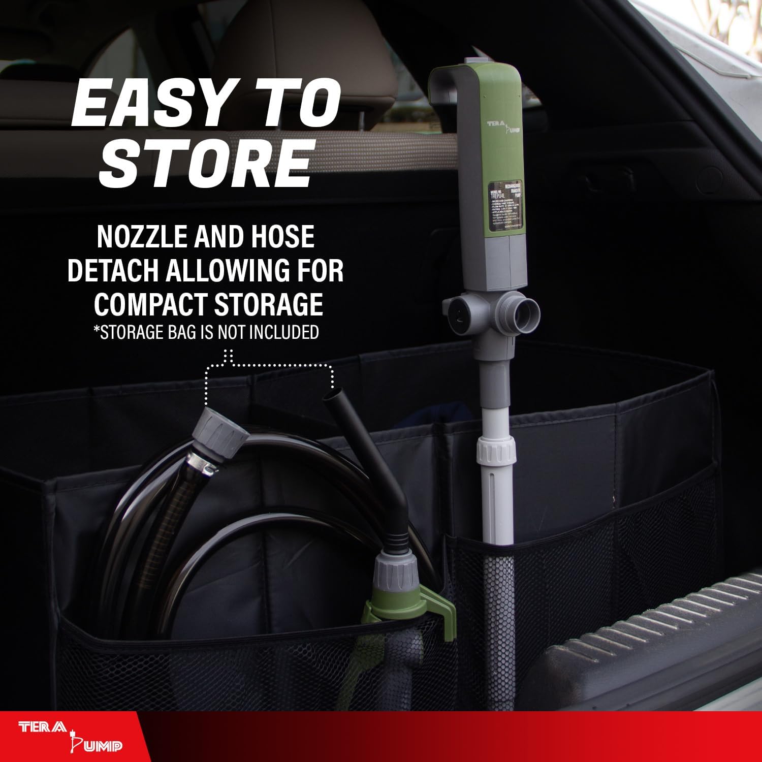 TERA PUMP Fuel Transfer Pump w/Quick Flow Control Nozzle & Telescopic Tube & Powerful Rechargeable Battery, 10FT Discharge Hose, Multipurpose Portable Battery Pump For Gas, Diesel, Water (2.7 GPM) - Image 9