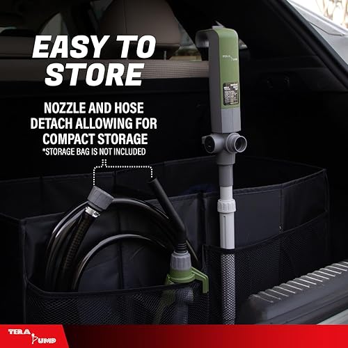 Miniatura 9 de TERA PUMP Bomba TREP04L de batería recargable multiusos para transferencia de combustible Manguera extra larga de 10 pies, controlador de flujo,