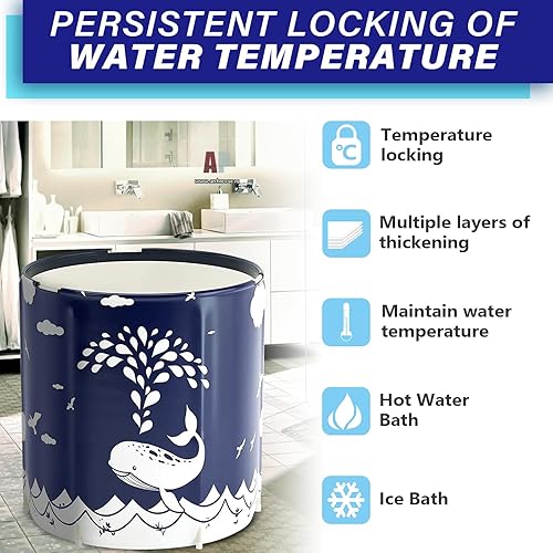 Miniatura 10 de BDL Bañera de hielo para atletas, bañera independiente portátil extra grande de 105 galones, bañera fría para recuperación, bañera plegable al aire