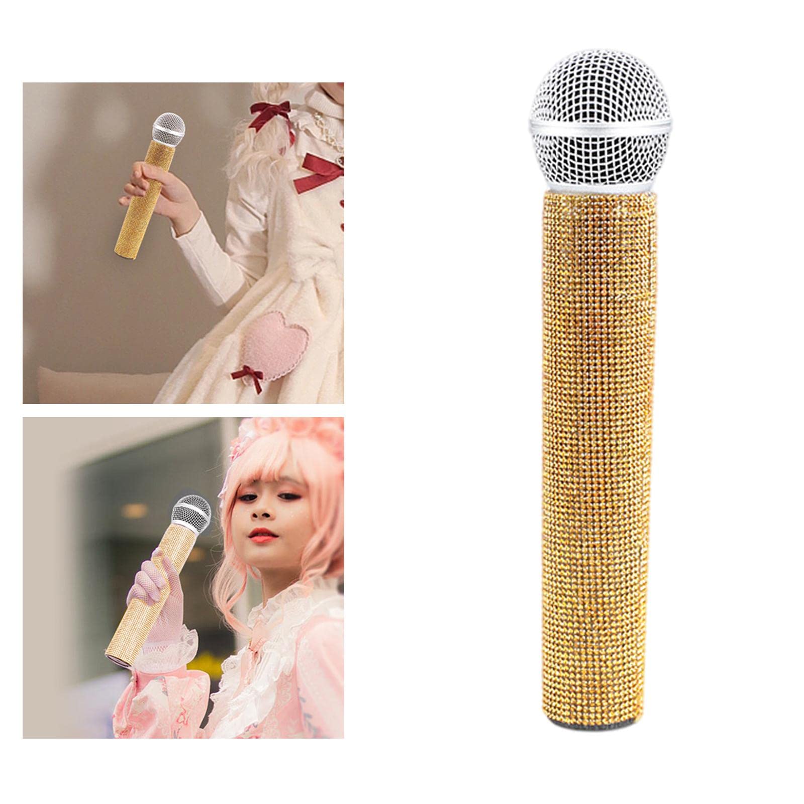 BESTonZON Micrófono De Juguete Falso Para Niños – Dorado Brillante, Accesorio De Escenario Para Cosplay Y Fiestas