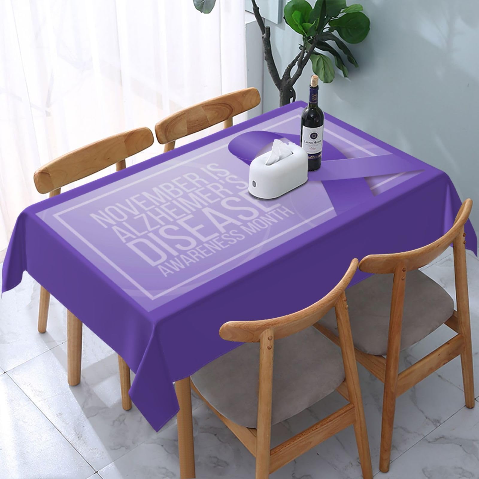 JunHeArt Alzheimer'S Awareness Month Tablecloth Rectangle Table Cover Washable Table Cloths Decor For Kitchen 54" X 72"