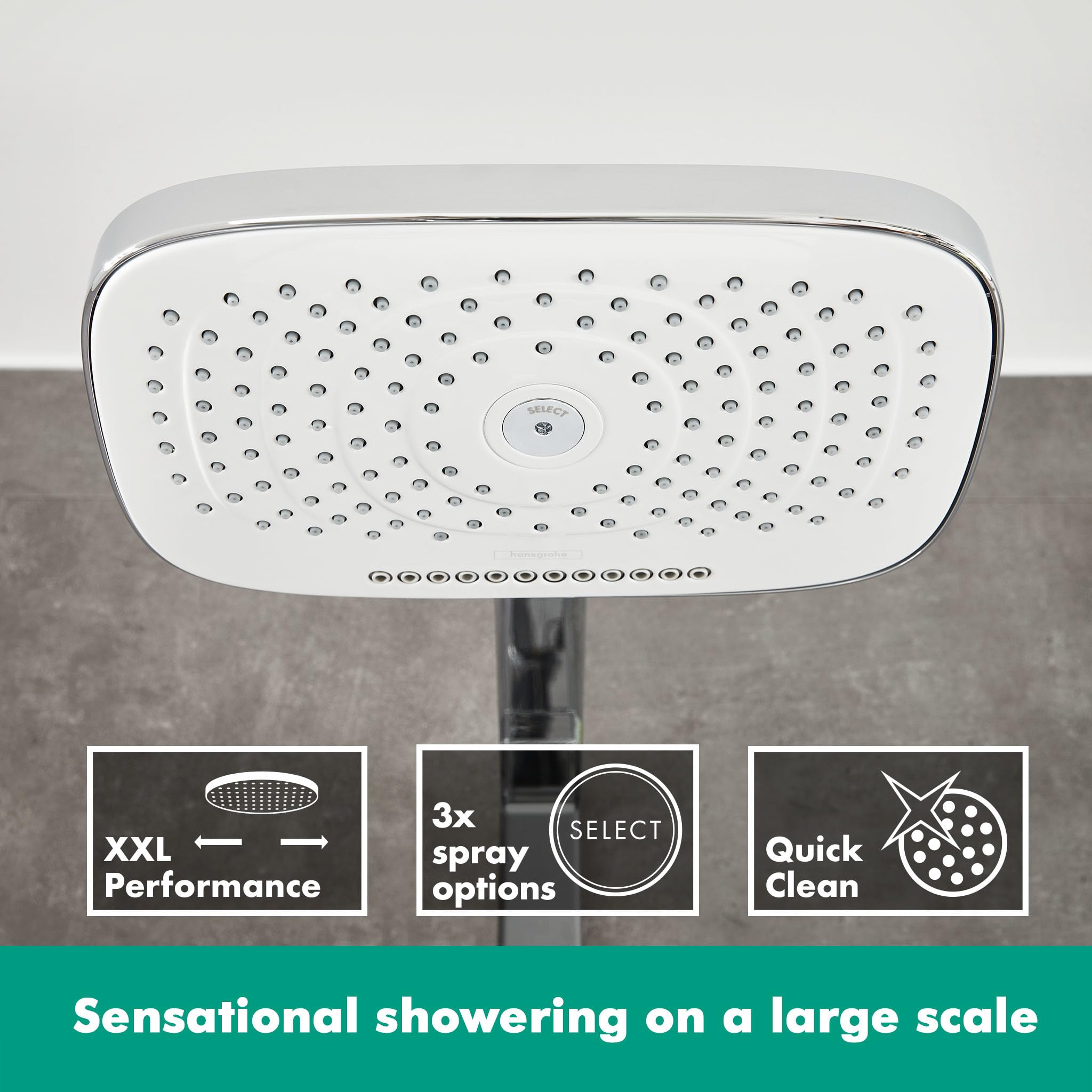 hansgrohe Raindance Select E Colonna doccia 230 3 tipi di getto con Showertablet Select 300, bianco/cromo, 27127400