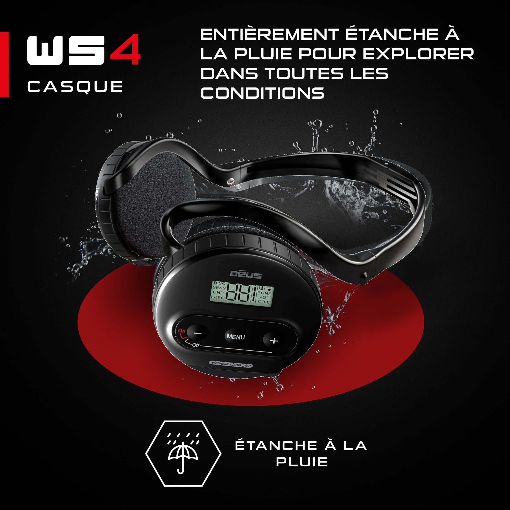 Casque sans-fil XP METAL DETECTORS WS4 pour détecteur de métaux Deus, imperméable, pliable, léger avec module détachable
