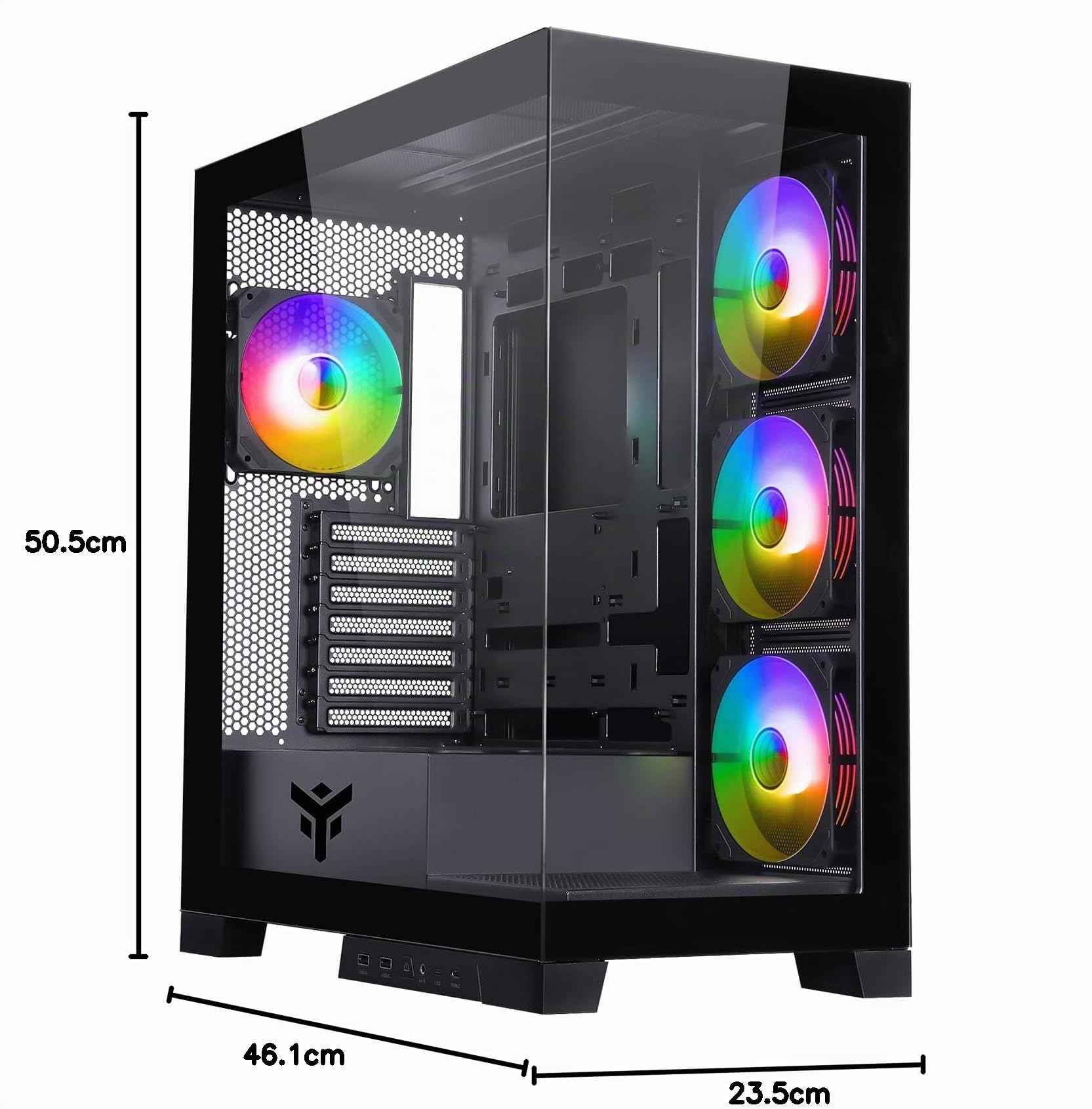 Itek Case SHOWBUI 45B - Gaming Tower, ATX, 4x12cm ARGB fan, 2xUSB3, Type-C, Side & Front Panel Temp Glass