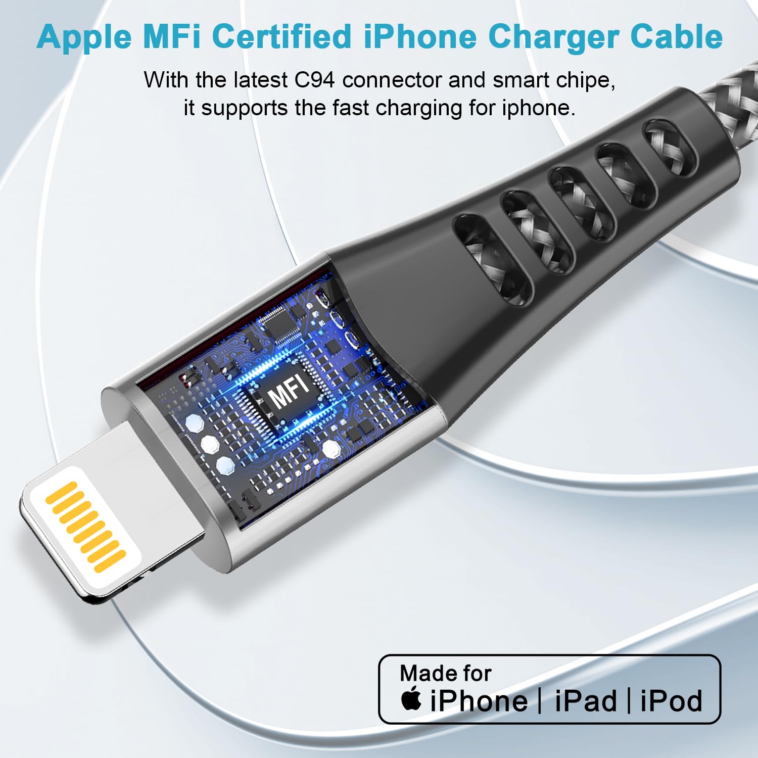 Câble iPhone Court [Certifiés MFi], Câble Chargeur iPhone 30CM 2Pack, Court Câble Lightning USB Cable iPhone Charge Rapide Nylon Cordon iPhone Fil Chargeur pour iPhone 14/13/12/11/XS MAX/XR/8/7/6/SE