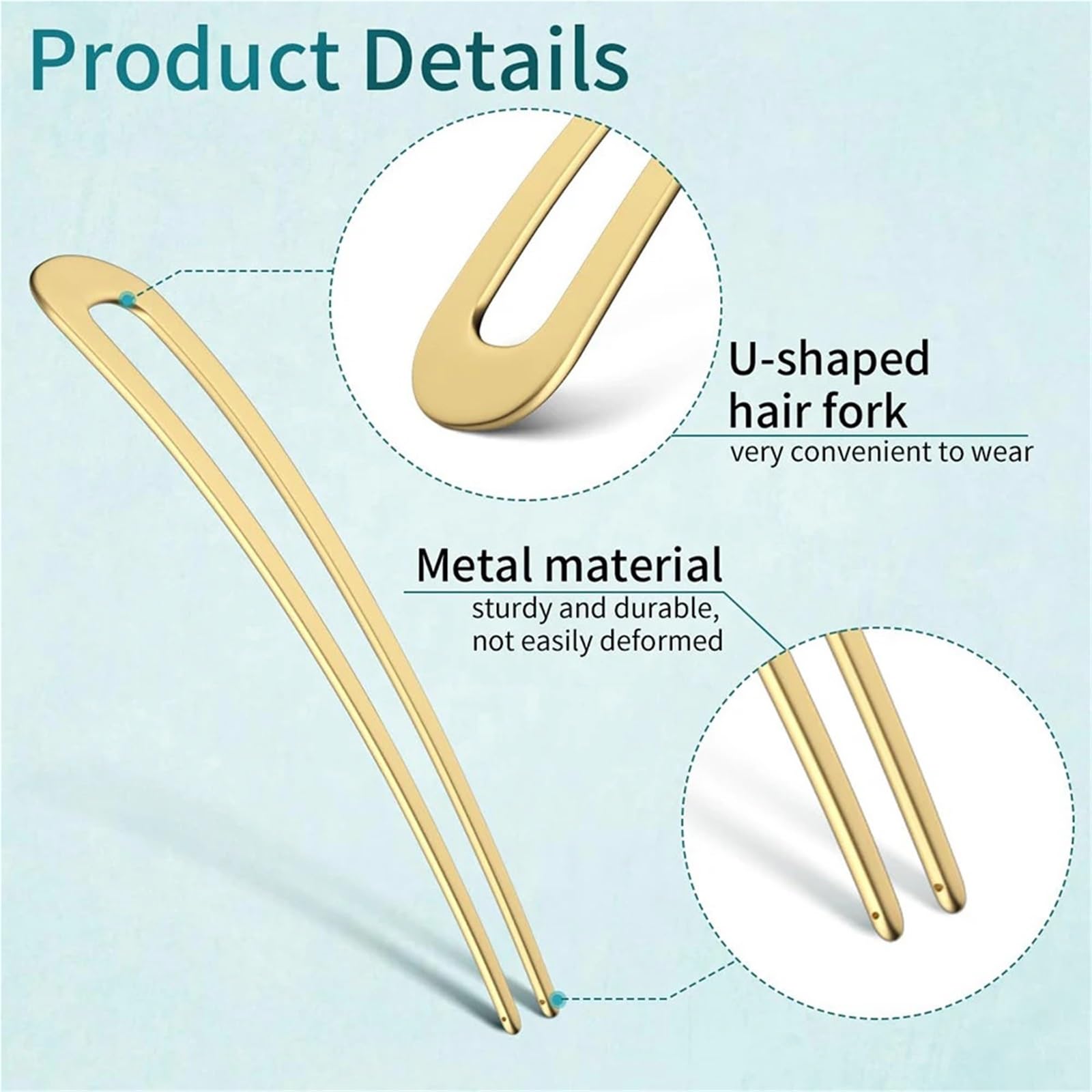 Forcine per capelli a forma di U, 15 pezzi, eleganti forcine per capelli a forma di U: in lega dorata/argento, accessori per capelli lunghi e spessi, accessori per capelli da donna (oro)