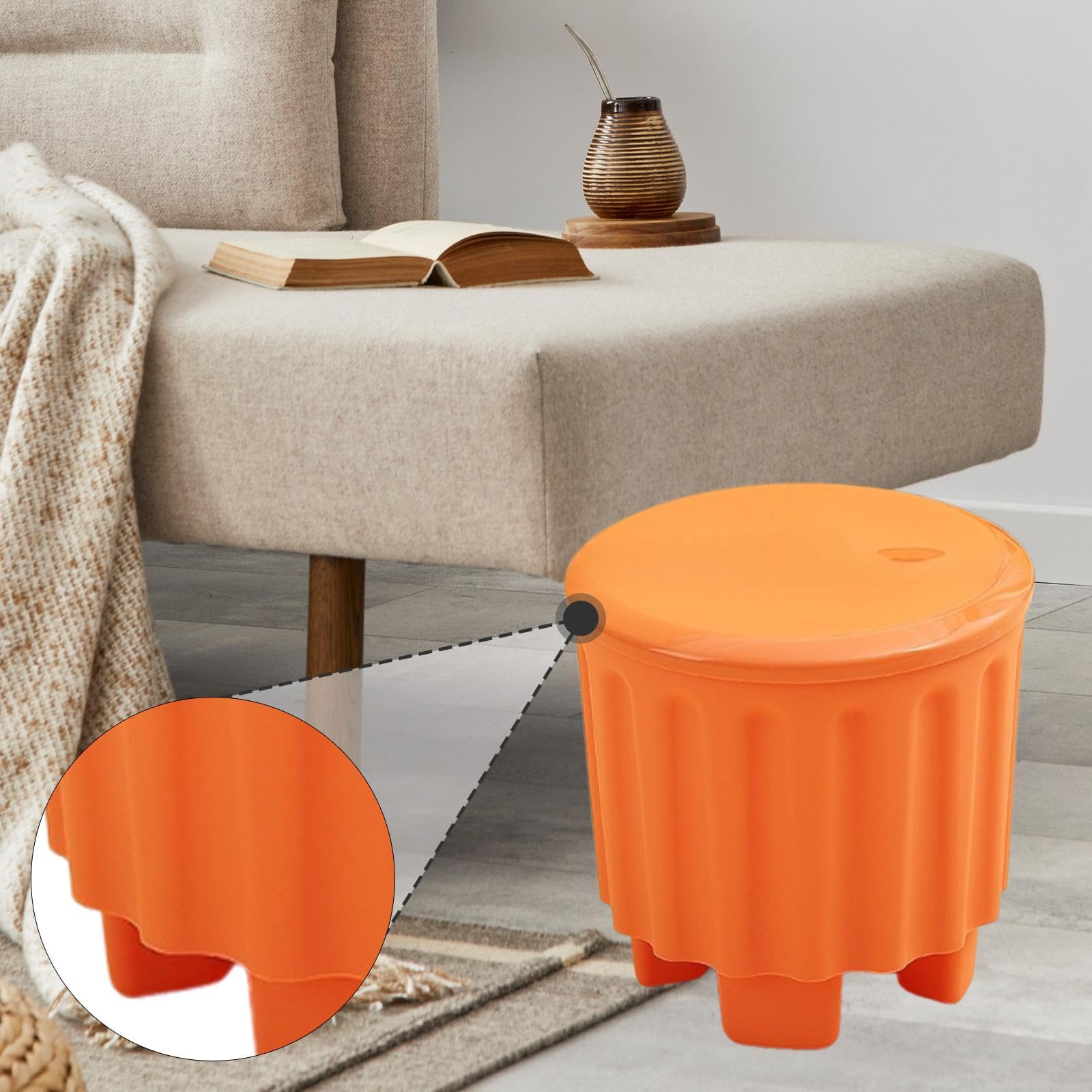 Gralara Pouf Contenitore 28 * 27.5 Cm, Ottomane per Camerette Realizzato in Pp Ispessito, Sgabello Contenitore per Porta, Cameretta Dei Bambini per Cambiare Le Scarpe Et Giocattoli, Balcone